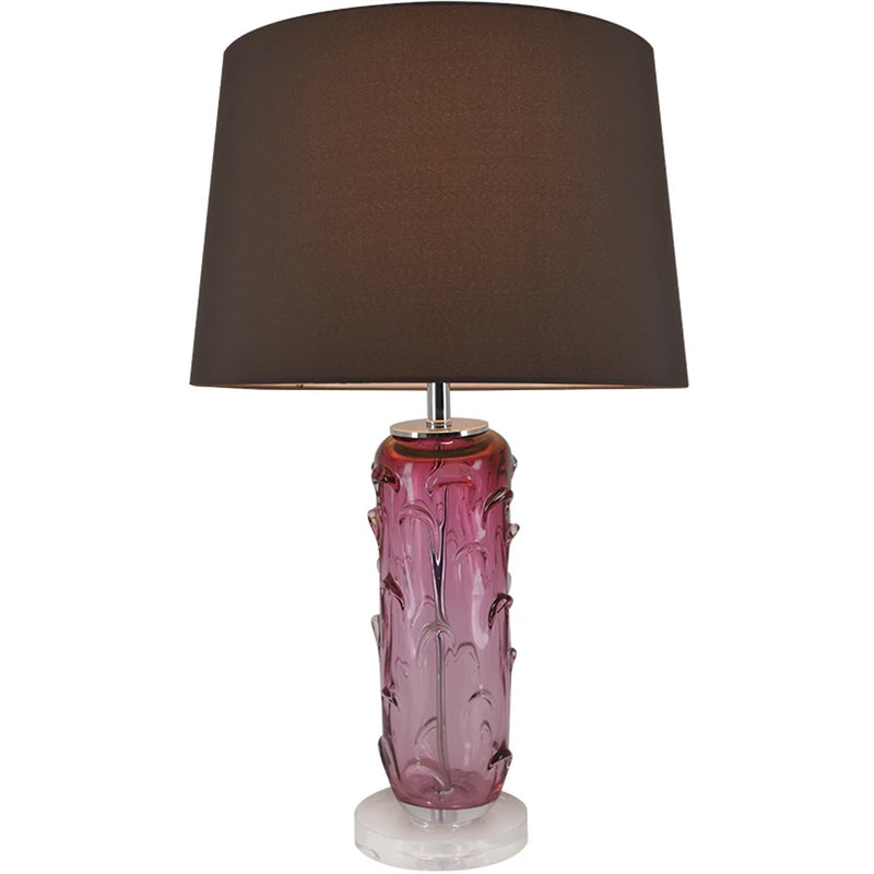 Carro Home Jacinto Sculpted Translucent Glass Accent Table Lamp 27" - Rouge Pink/Chocolate Brown