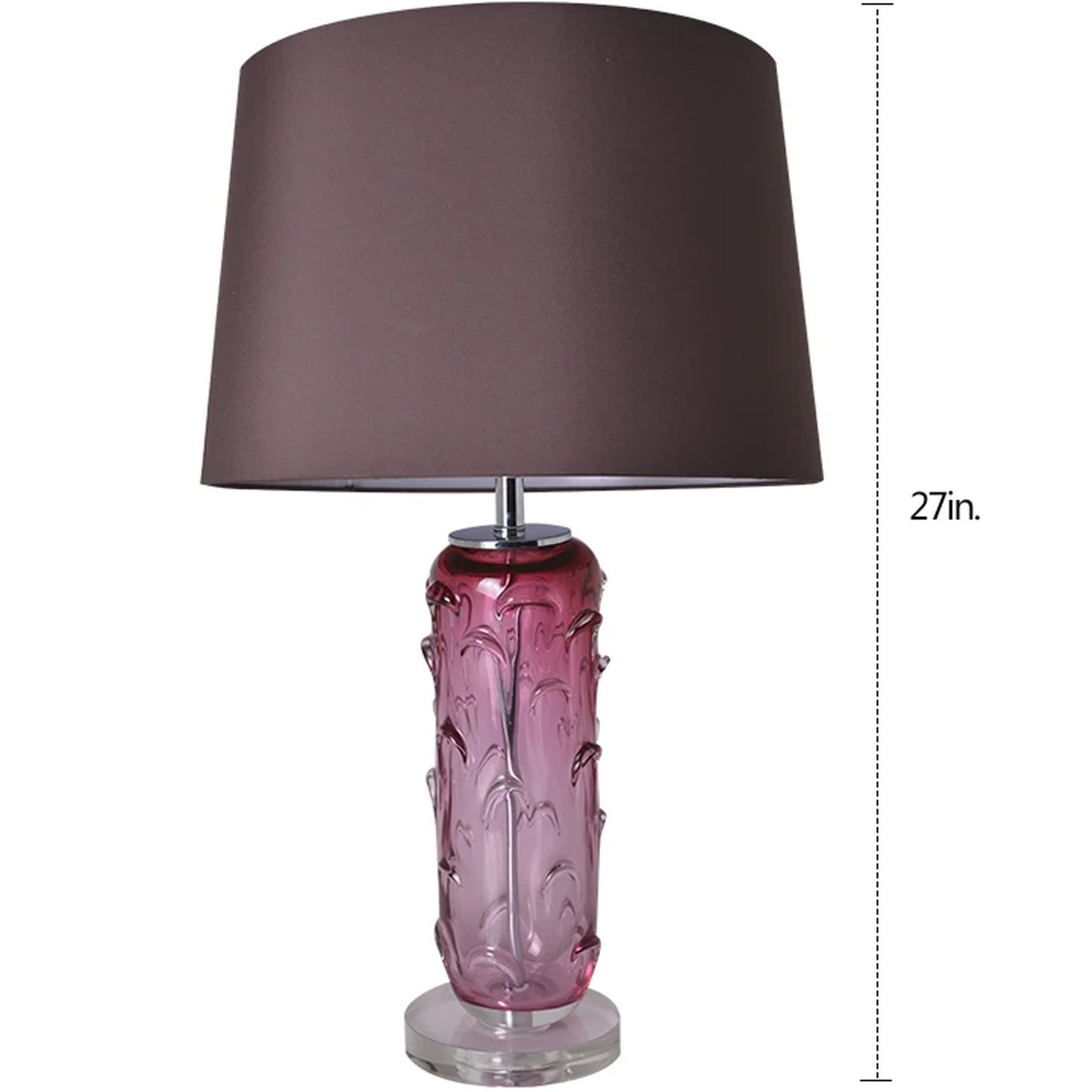 Carro Home Jacinto Sculpted Translucent Glass Accent Table Lamp 27" - Rouge Pink/Chocolate Brown