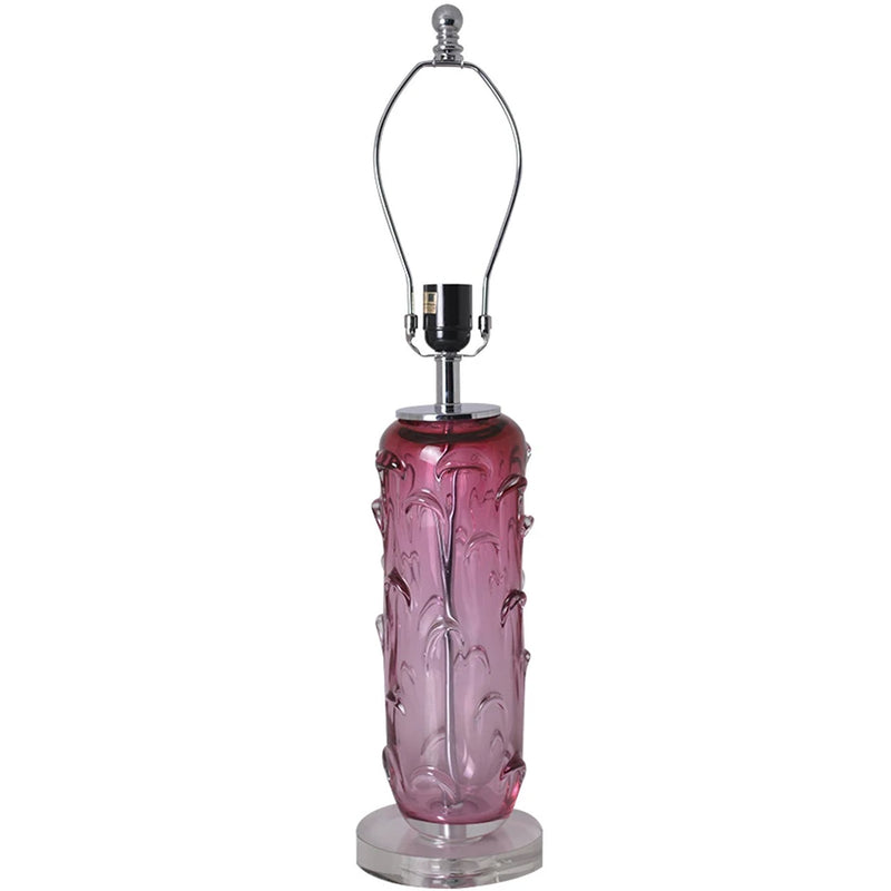 Carro Home Jacinto Sculpted Translucent Glass Accent Table Lamp 27" - Rouge Pink/Chocolate Brown