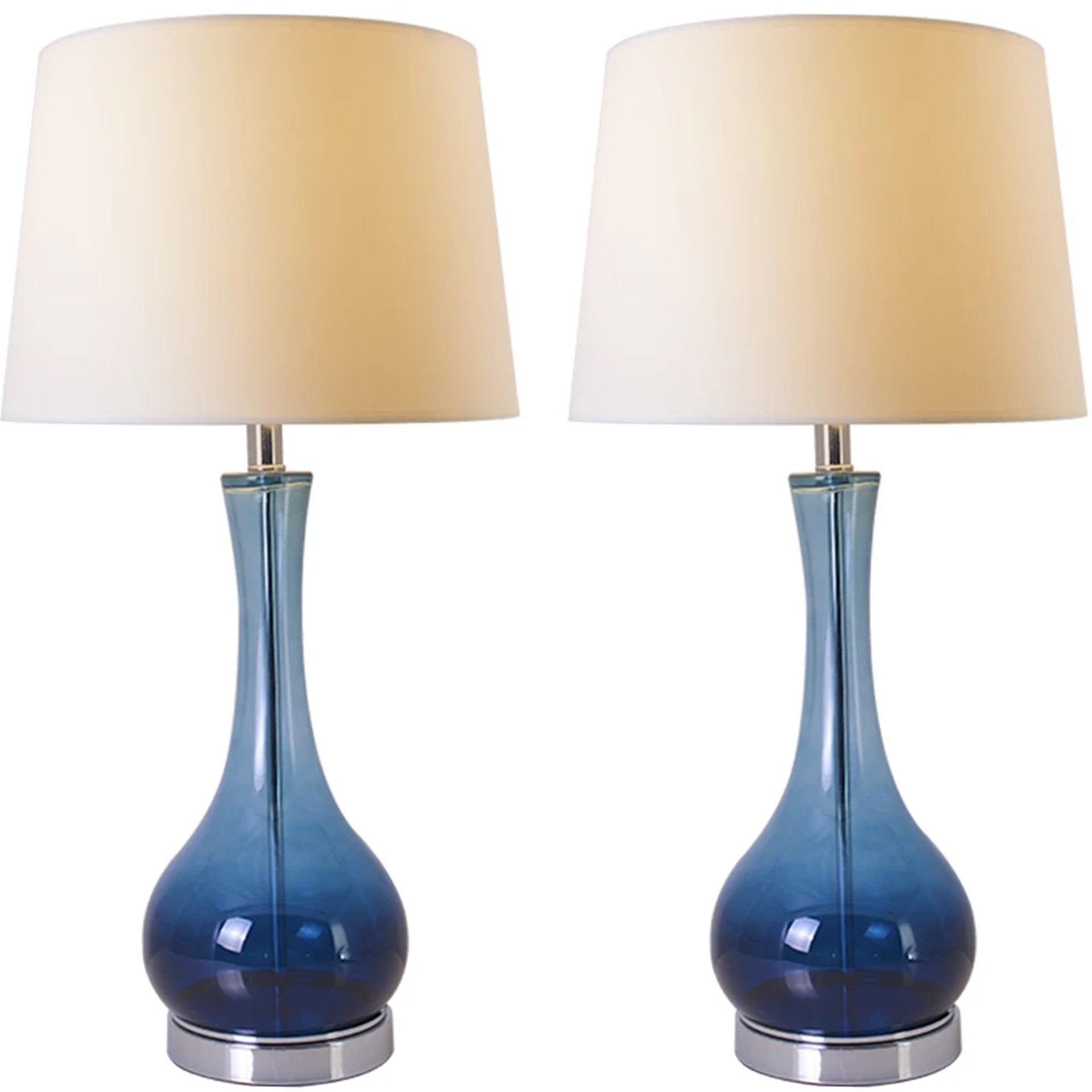 Carro Home Melati Blue Ombre Glass Table Lamp 28" - Blue/White (Set of 2)