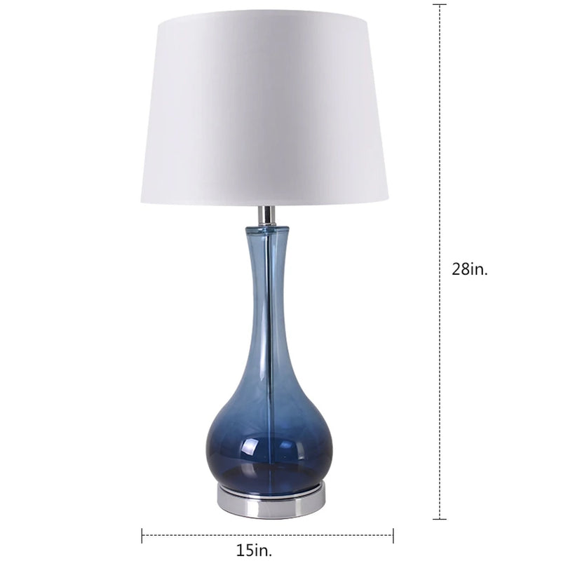 Carro Home Melati Blue Ombre Glass Table Lamp 28" - Blue/White (Set of 2)