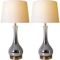 Carro Home Melati Smoke Chrome Ombre Glass Table Lamp 28" - Chrome Gray/White (Set of 2)