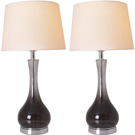 Carro Home Melati Smoke Gray Ombre Glass Table Lamp 28" - Smoke Gray/White (Set of 2)