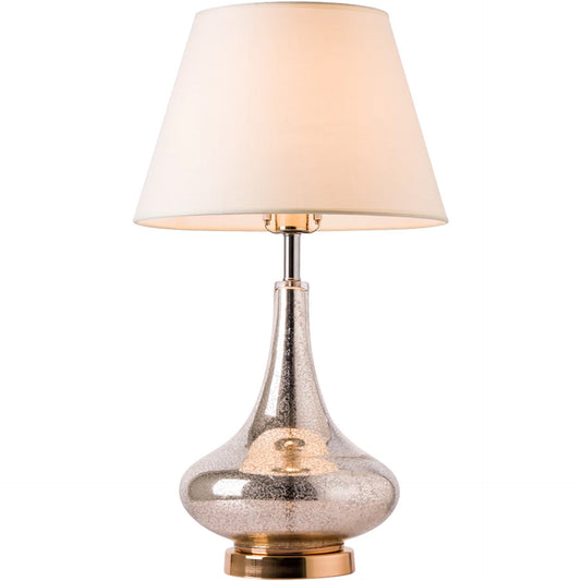 Carro Home Loto Gold Mercury Glass Table Lamp 25" - Gold Mercury/Ivory White