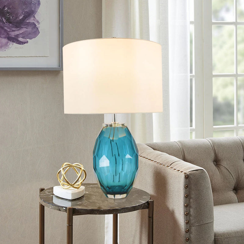 Carro Home Muge Little Multi-Faceted Glass Table Lamp 21" - Blue/White