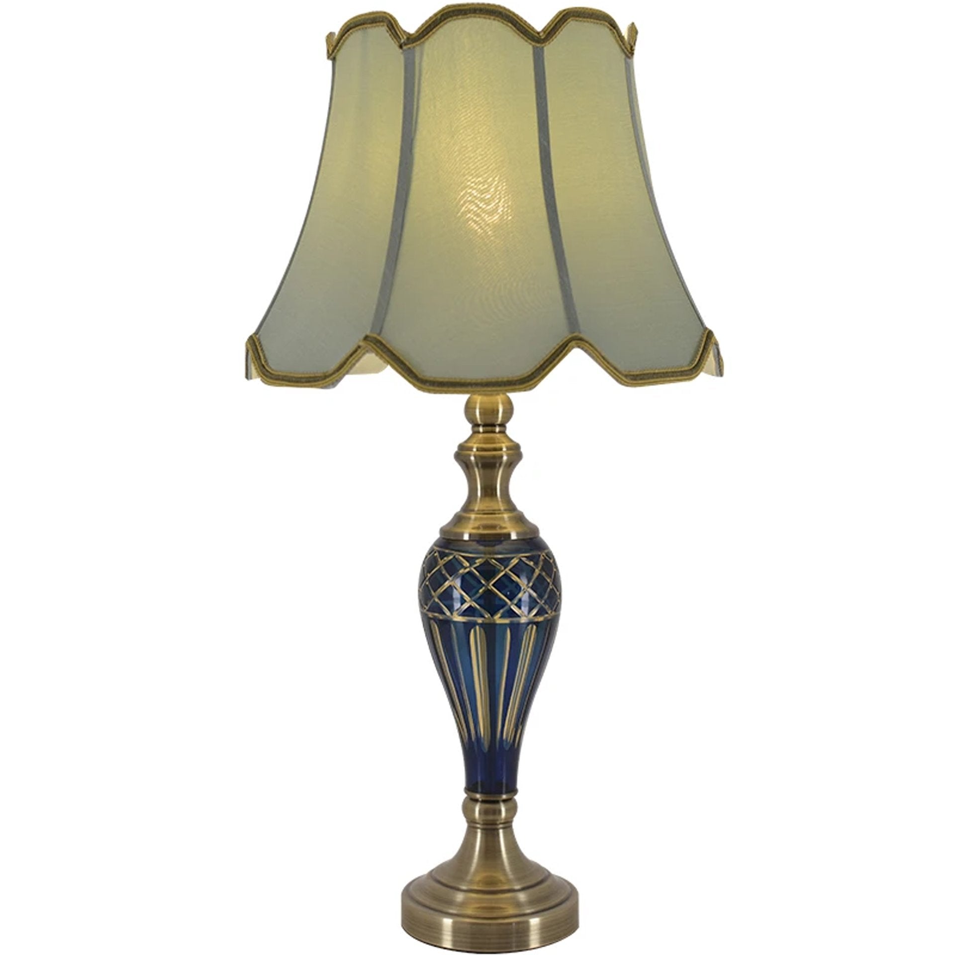 Carro Home Piatunnia Art Deco Fluted Glass Table Lamp 28" - Cobalt Blue/Light Green