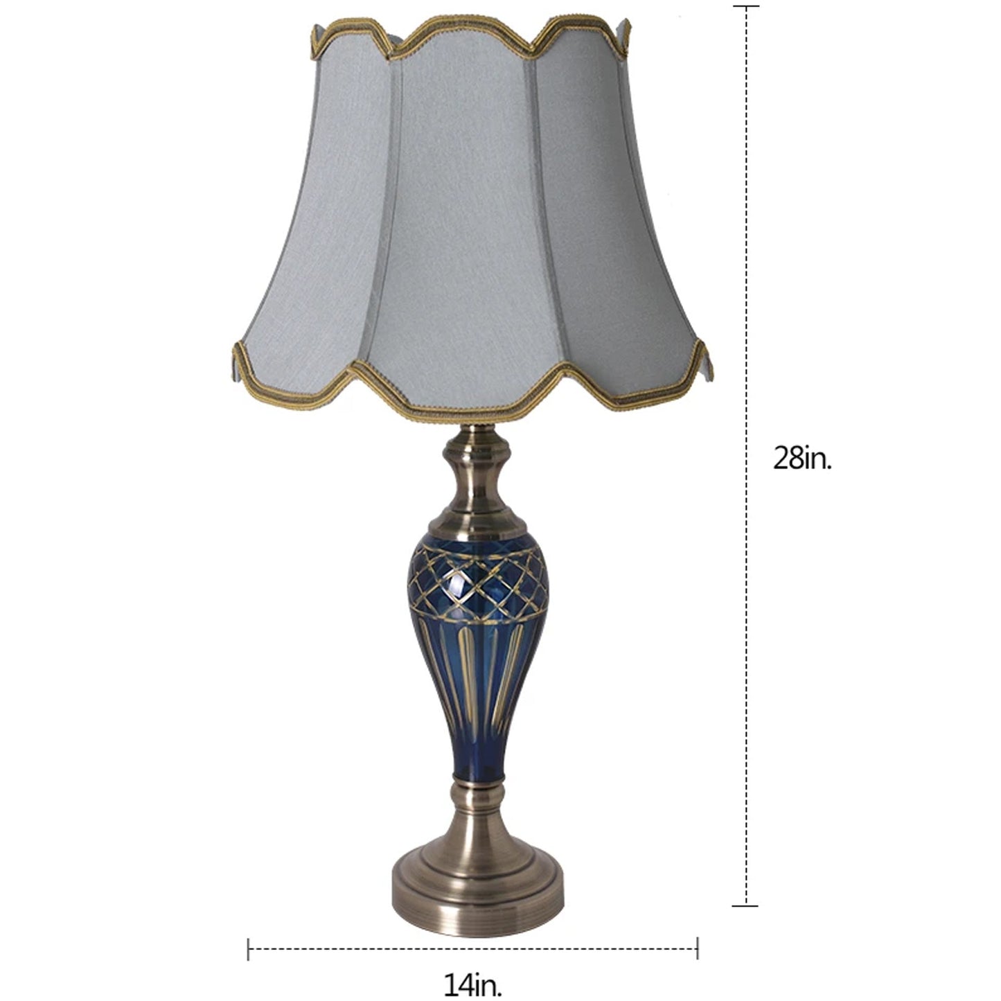 Carro Home Piatunnia Art Deco Fluted Glass Table Lamp 28" - Cobalt Blue/Light Green