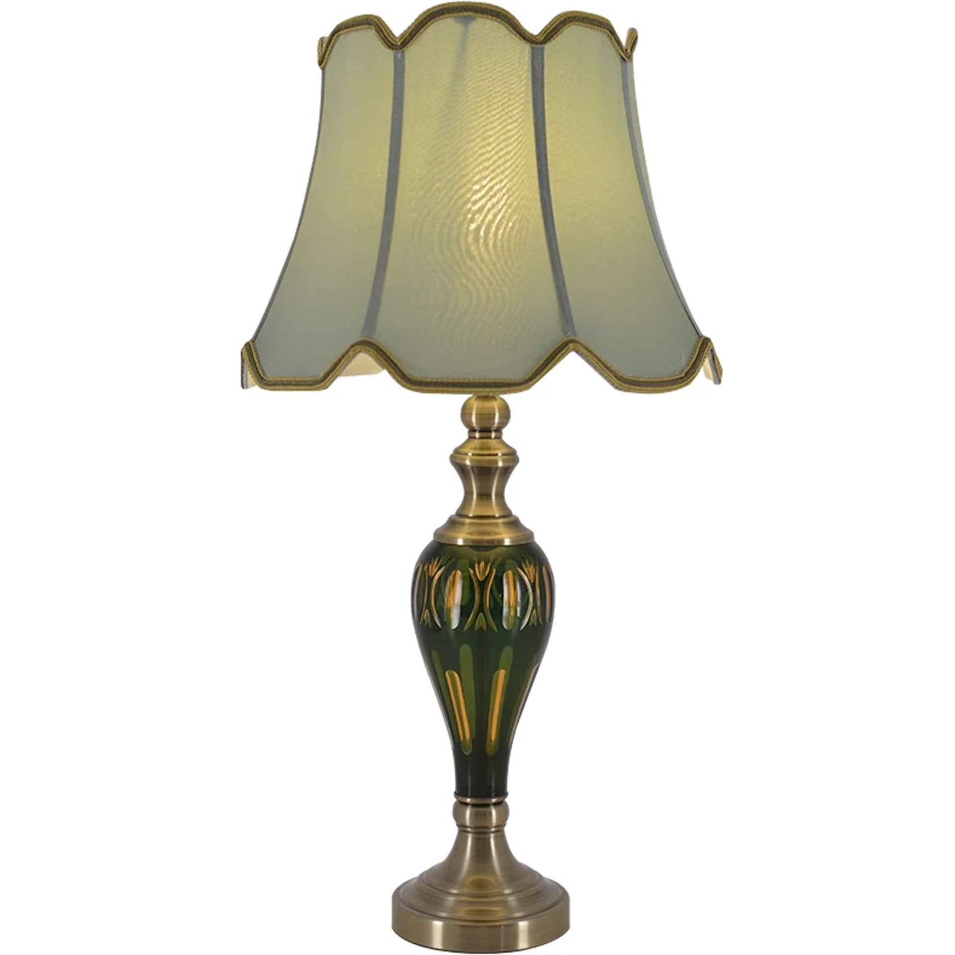 Carro Home Piatunnia Art Deco Fluted Glass Table Lamp 28" - Emerald Green/Light Green