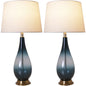 Carro Home Lola Ombre Droplet Glass Table Lamp 28" - Deep Green Ombre/White (Set of 2)