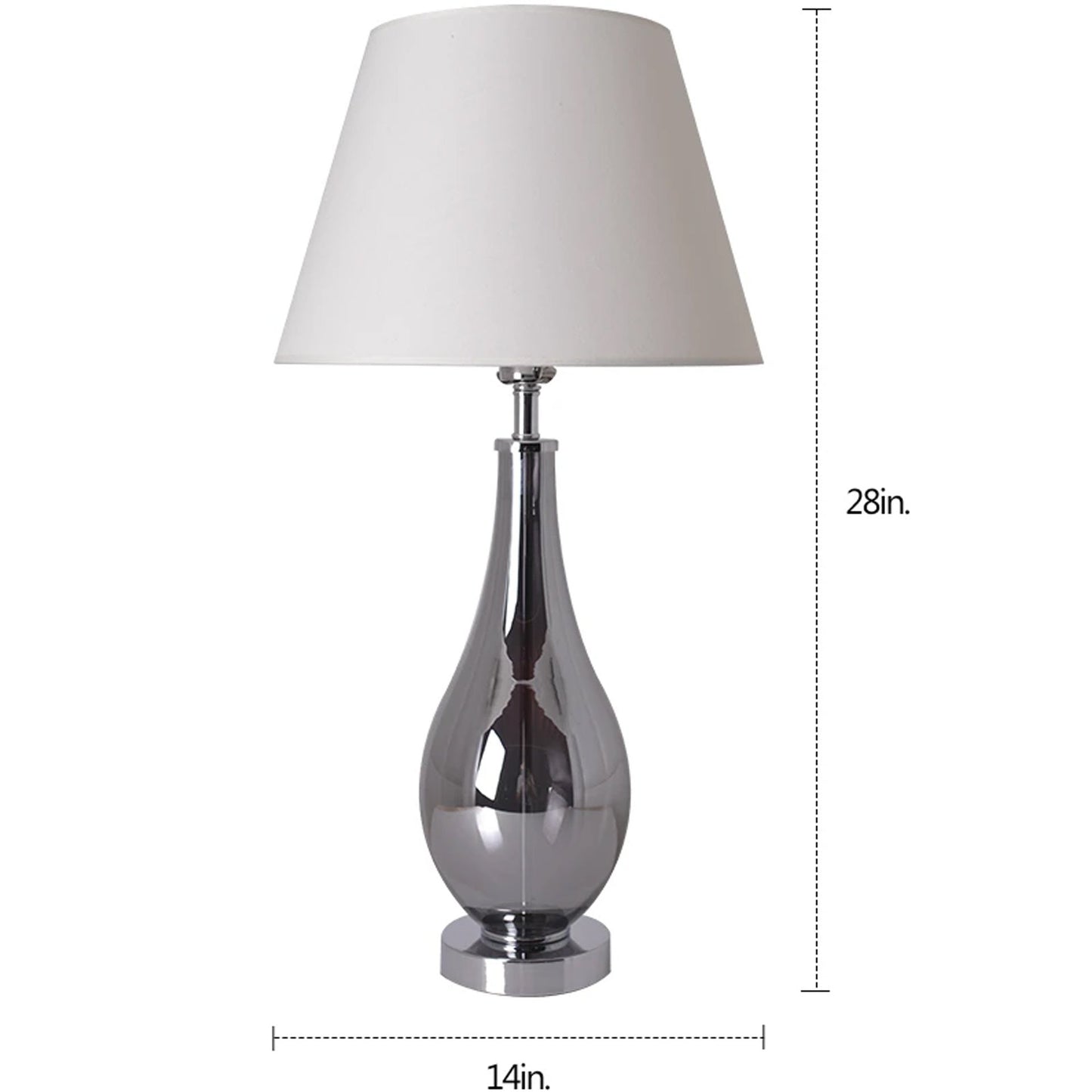 Carro Home Lola Chrome Droplet Glass Table Lamp 28" - Chrome Gray/Creme (Set of 2)