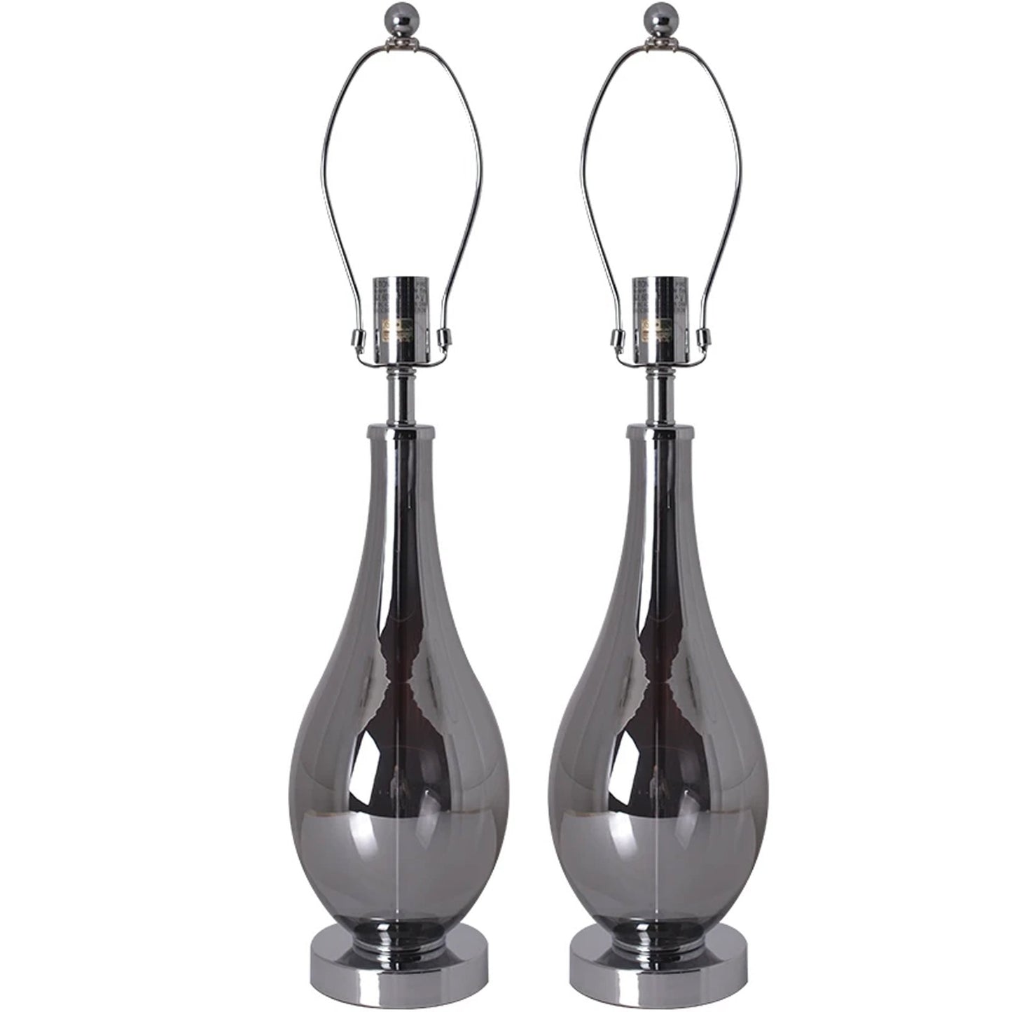 Carro Home Lola Chrome Droplet Glass Table Lamp 28" - Chrome Gray/Creme (Set of 2)