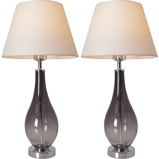 Carro Home Lola Ombre Droplet Glass Table Lamp 28" - Smoke Gray Ombre/Creme (Set of 2)