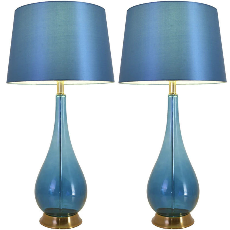 Carro Home Lola Big Translucent Ombre Glass Table Lamp 30" - Blue Ombre/Blue (Set of 2)