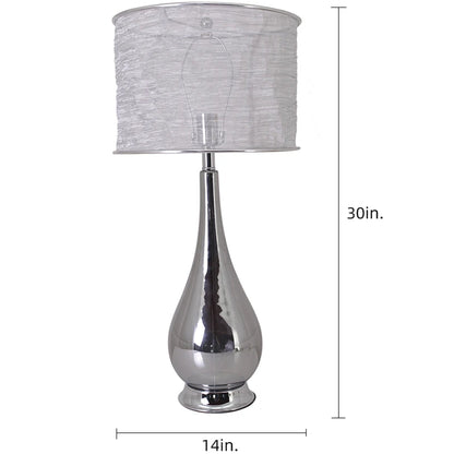 Carro Home Lola Big Translucent Chrome Gray Ombre Glass Table Lamp 30" - Chrome Gray Ombre/Silver Yarn Shade (Set of 2)