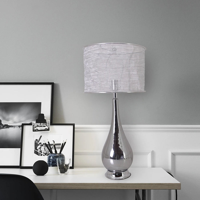 Carro Home Lola Big Translucent Chrome Gray Ombre Glass Table Lamp 30" - Chrome Gray Ombre/Silver Yarn Shade (Set of 2)