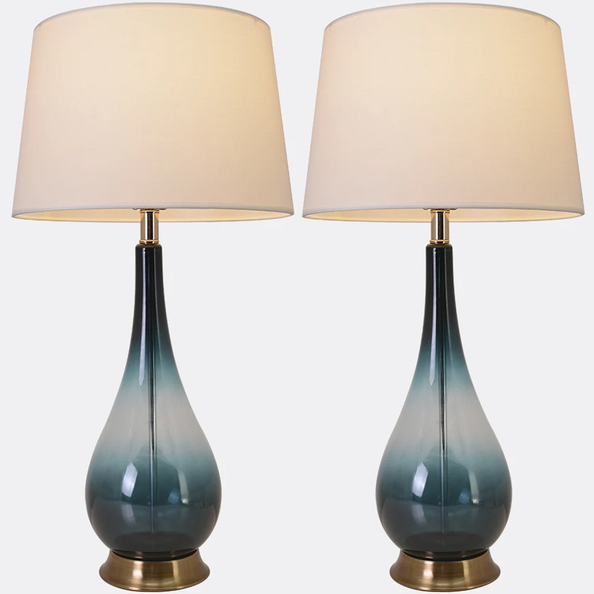 Carro Home Lola Big Translucent Ombre Glass Table Lamp 30" - Forest Green Ombre/White (Set of 2)