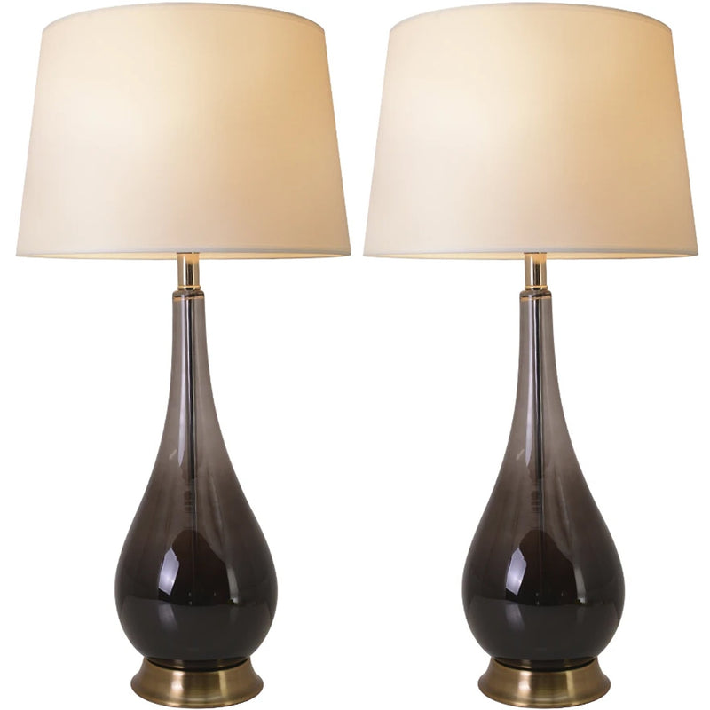 Carro Home Lola Big Translucent Ombre Glass Table Lamp 30" - Smoke Gray Ombre/Creme (Set of 2)
