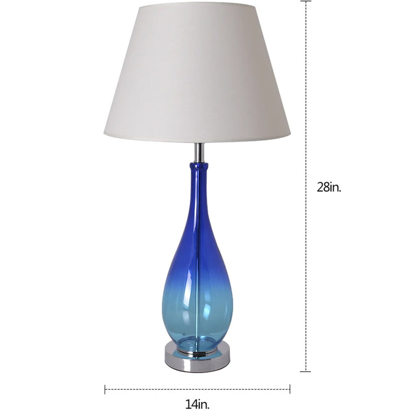 Carro Home Lola Blue Ombre Droplet Glass Table Lamp 28" - Blue Ombre/Creme (Set of 2)