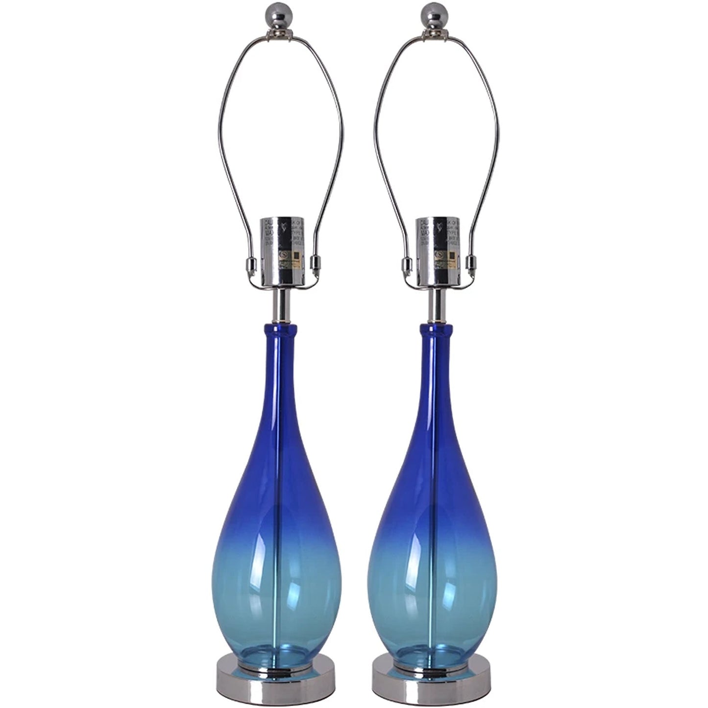 Carro Home Lola Blue Ombre Droplet Glass Table Lamp 28" - Blue Ombre/Creme (Set of 2)