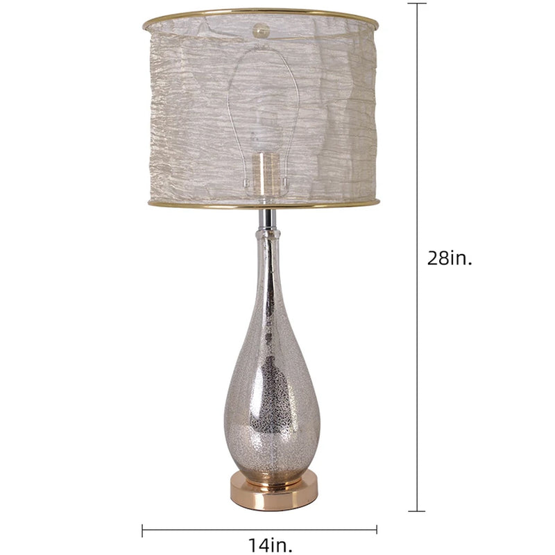 Carro Home Lola Little Mercury Droplet Glass Table Lamp 28" - Gold Mercury/Golden Yarn Shade (Set of 2)