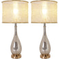 Carro Home Lola Gold Mercury Droplet Glass Table Lamp 28" - Gold Mercury/Golden Yarn Shade (Set of 2)