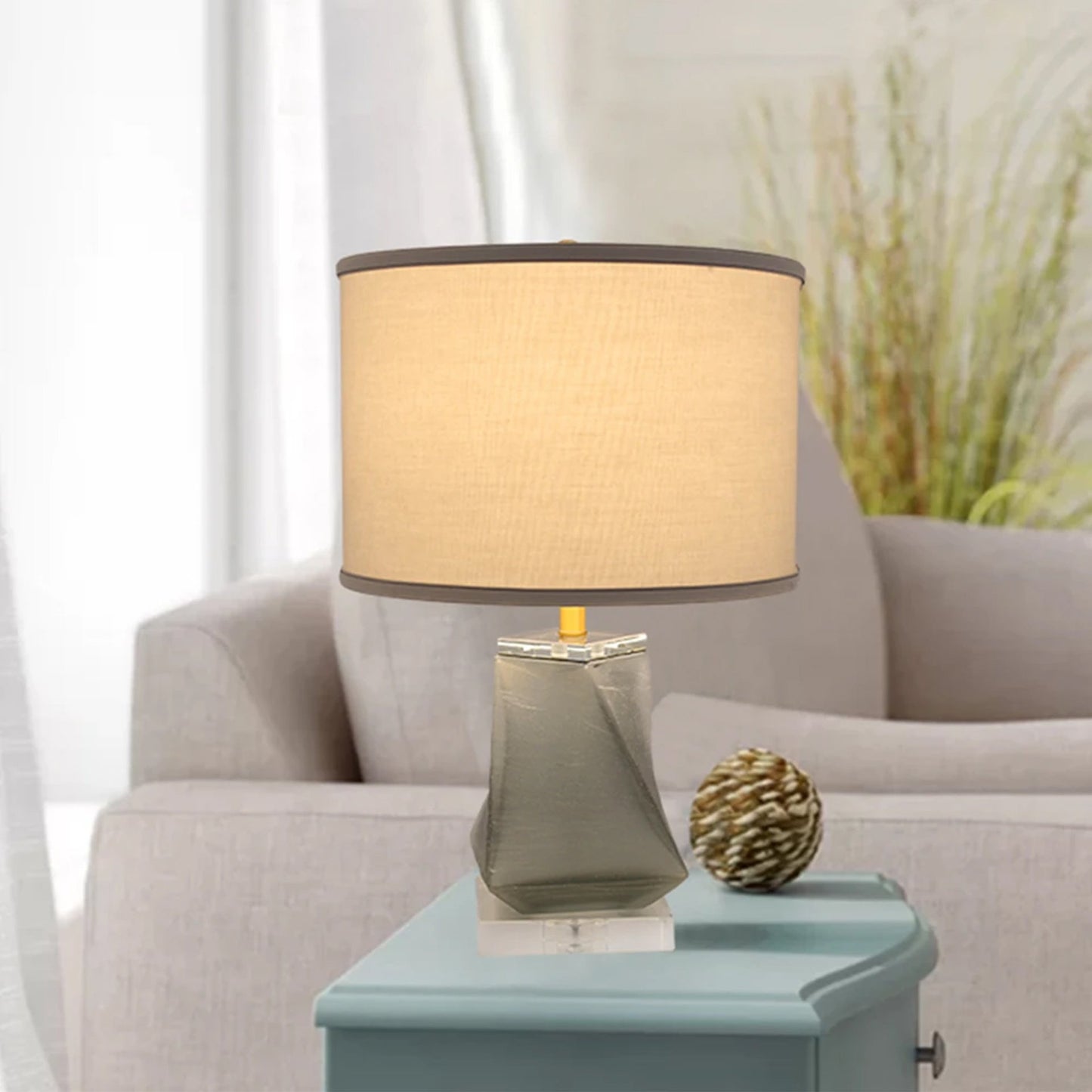 Carro Home Kala Little Twist Frosted Glass Table Lamp 24" - Smoke Gray