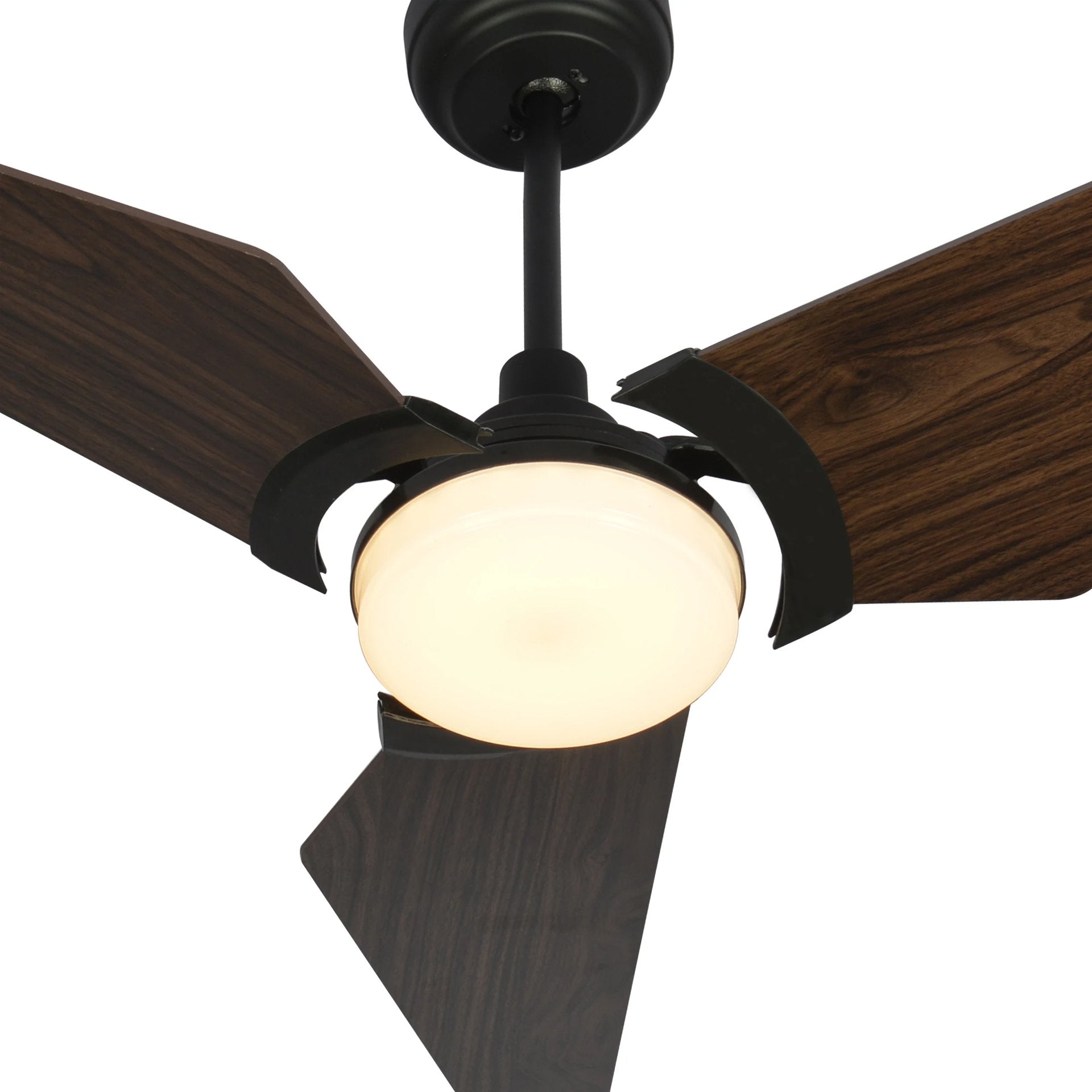 Carro USA KAJ 56 inch 3-Blade Smart Ceiling Fan with LED Light Kit & Remote-Black/Dark Wood fan blades