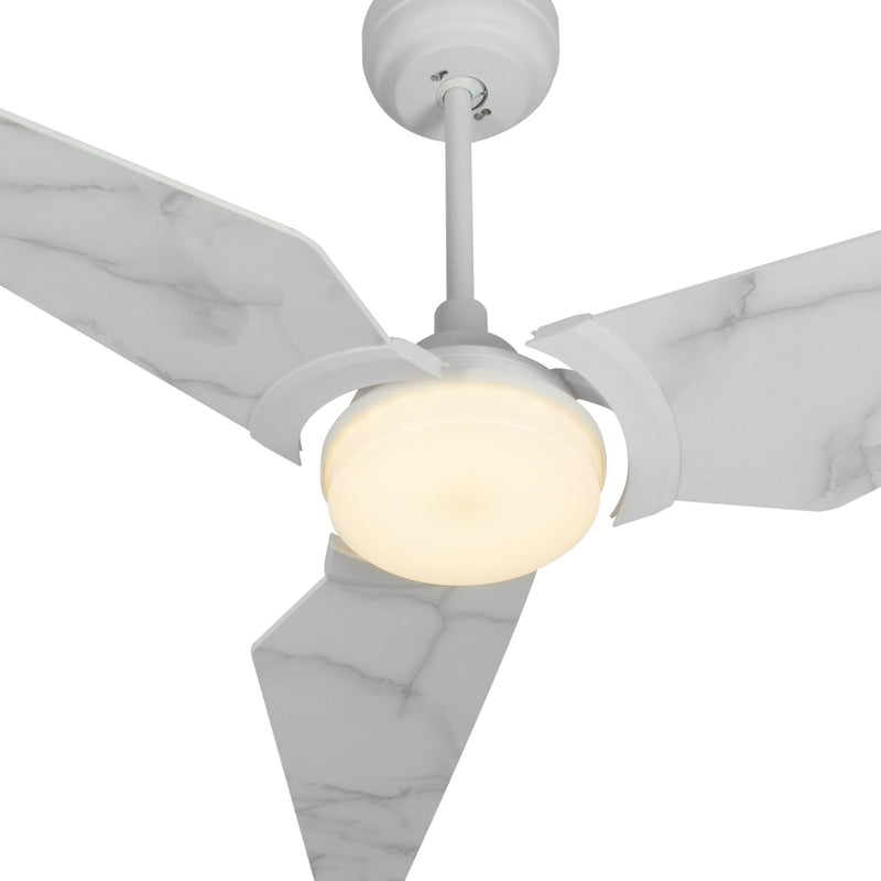 Carro USA KAJ 52 inch 3-Blade Smart Ceiling Fan with LED Light Kit & Remote-White/Marble Pattern fan blades
