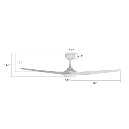 Carro USA KAJ 52 inch 3-Blade Smart Ceiling Fan with LED Light Kit & Remote-White/Marble Pattern fan blades