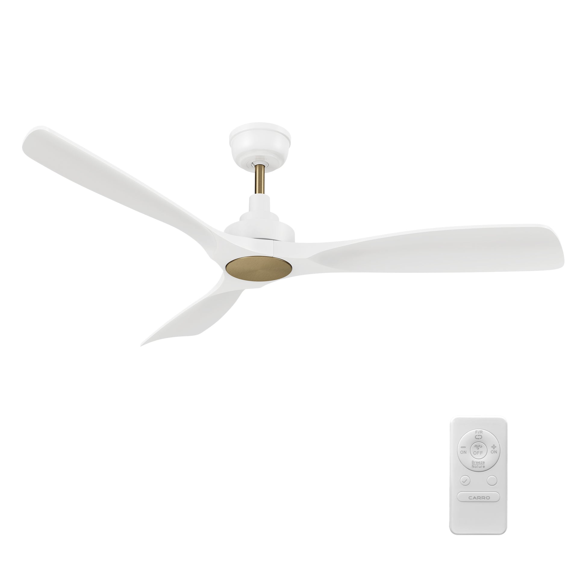 Carro KARSYN 52 inch 3-Blade Ceiling Fan with Remote Control - White/White (No Light)