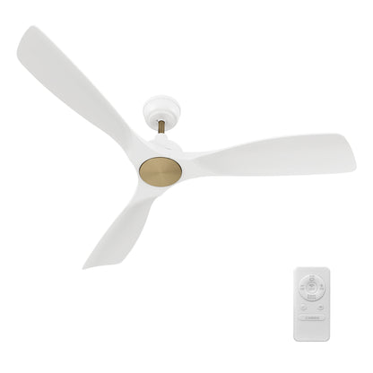 Carro KIAMA 52 inch 3-Blade Smart Ceiling Fan with Remote Control- White/White (No Light)