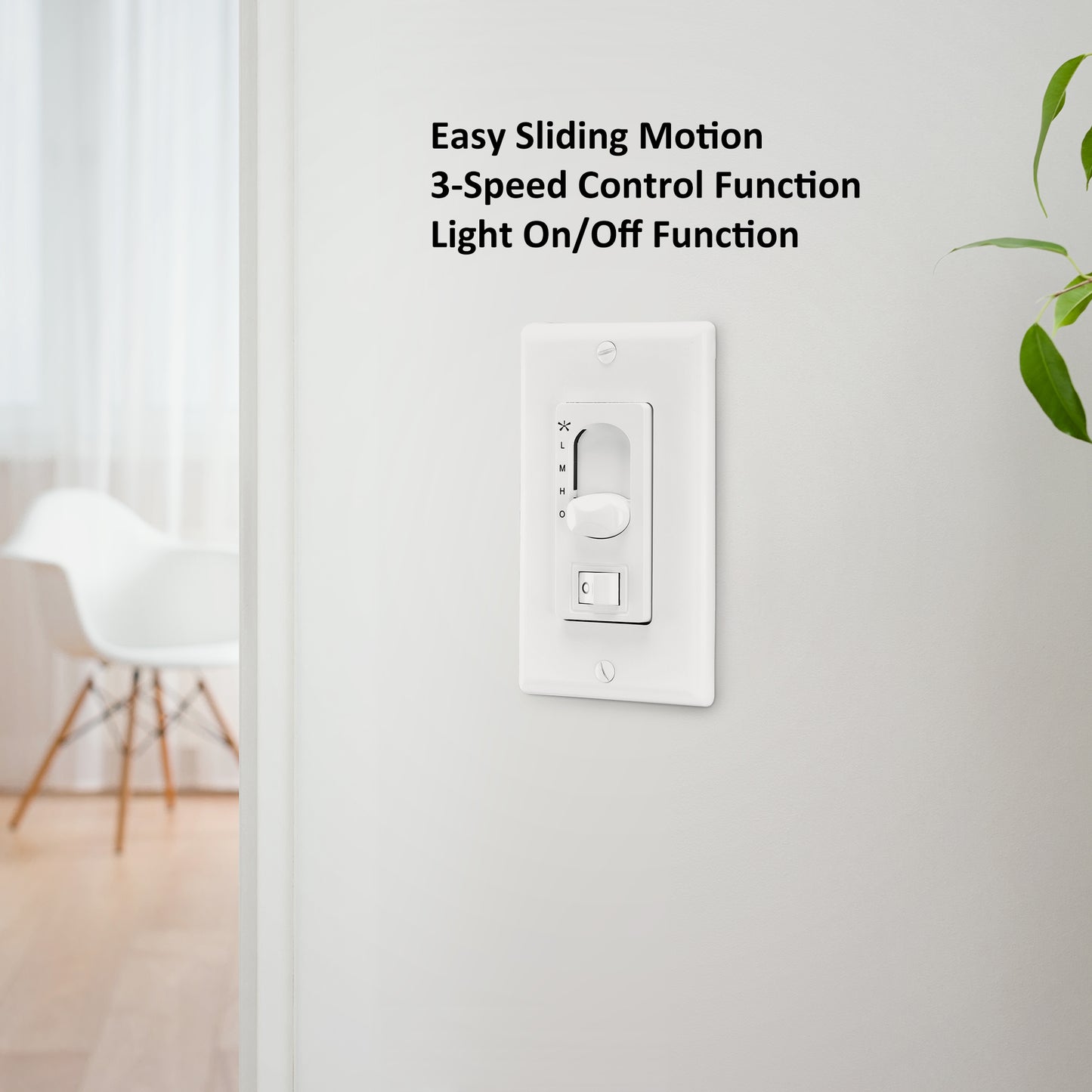 Carro CORMIER 3-Speed Ceiling Fan Wall Switch and On/Off Control (AC Motor Builder Grade Fans Only)