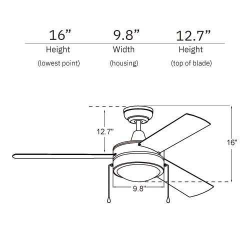 NANTES 48 Inch 3-Blade Ceiling Fan with Pull Chain-White/White