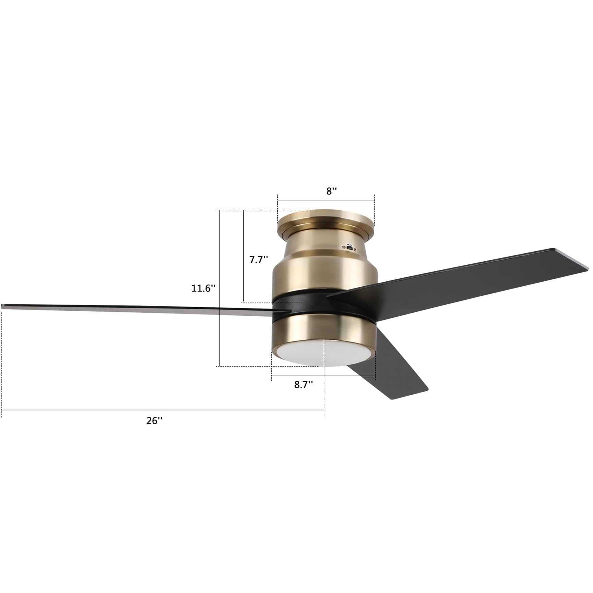 RAIDEN 52 inch 3-Blade Flush Mount Smart Ceiling Fan with LED