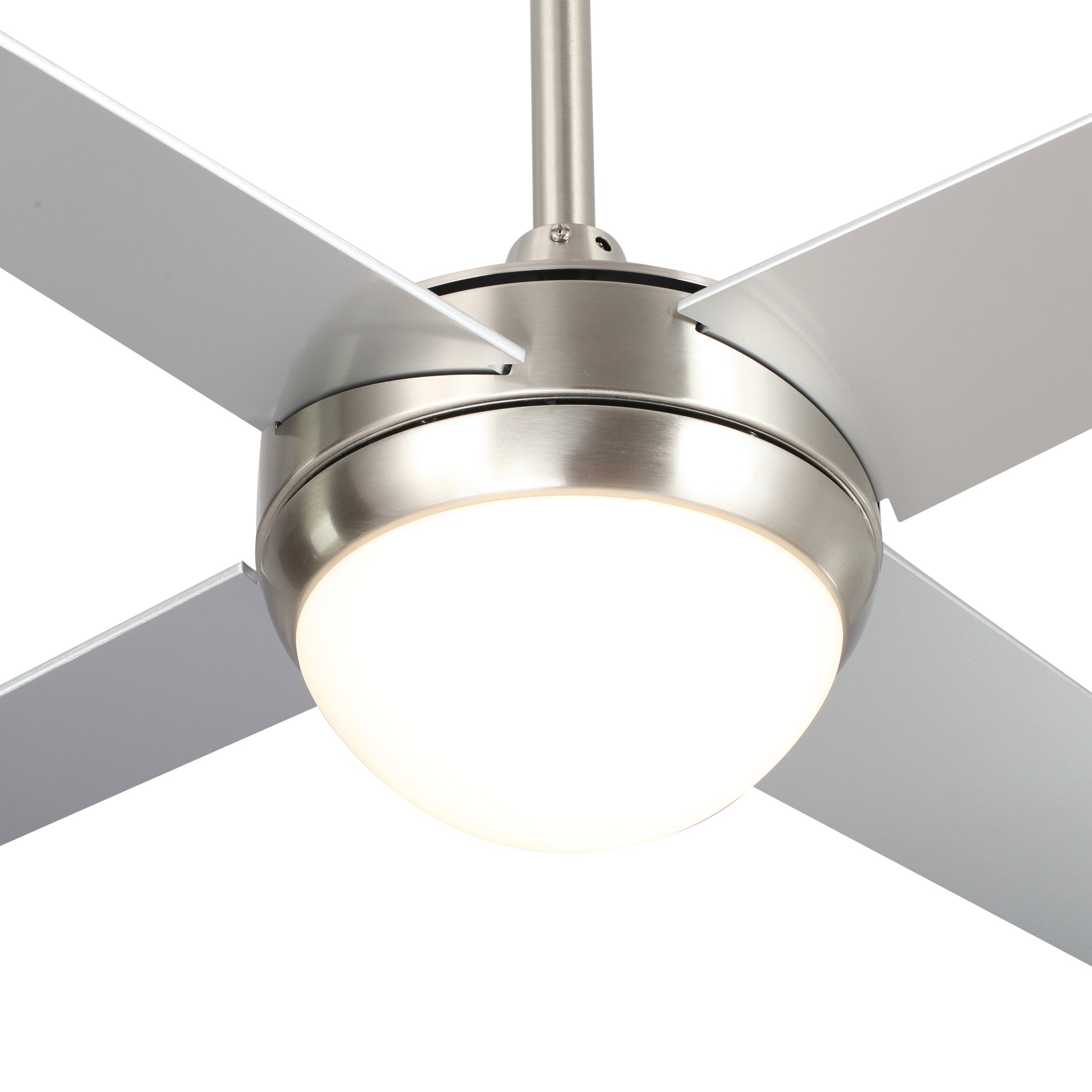 Carro NEVA 52 inch 4-Blade Smart Ceiling Fan with LED Light Kit & Smart Wall Switch - Silver/Chrome