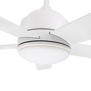 Carro SIMOY 52 inch 5-Blade Smart Ceiling Fan with LED Light Kit & Wall Switch - White/White & Light Wood (Reversible Blade)