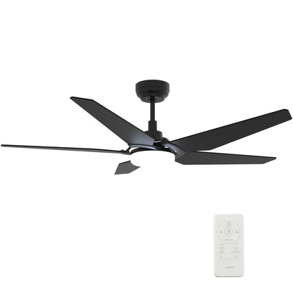 Carro WOODROW 52 inch 5-Blade Smart Ceiling Fan with LED Light Kit & Remote - Black/Black