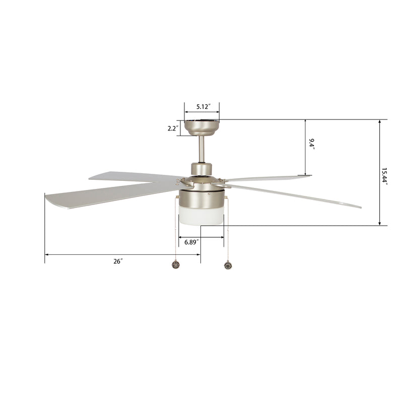 Carro AMALFI 52 inch 4-Blade Ceiling Fan with Pull Chain - Brushed Nickel/Silver