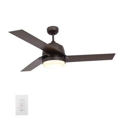 Carro AERYN 52 inch 3-Blade Smart Ceiling Fan with Wall Switch - Oil Rubbed Bronze/Walnut