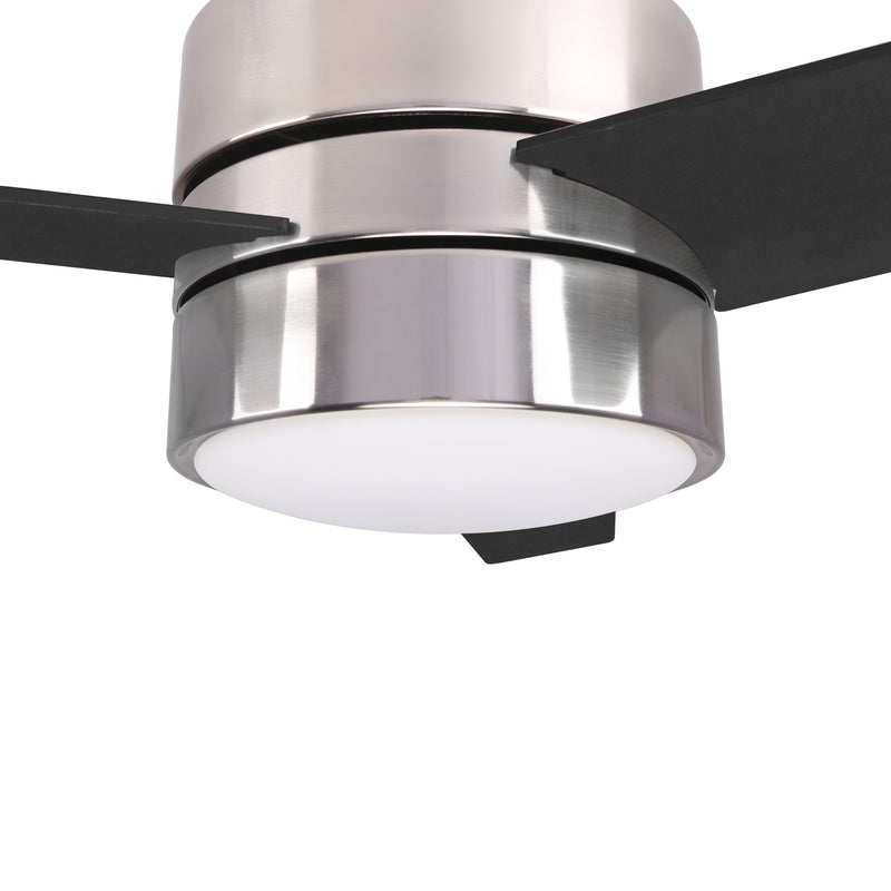 Carro Home RAIDEN 52 inch 3-Blade Flush Mount Smart Ceiling Fan with LED Light Kit & Smart Wall Switch  - Silver/Black fan blades