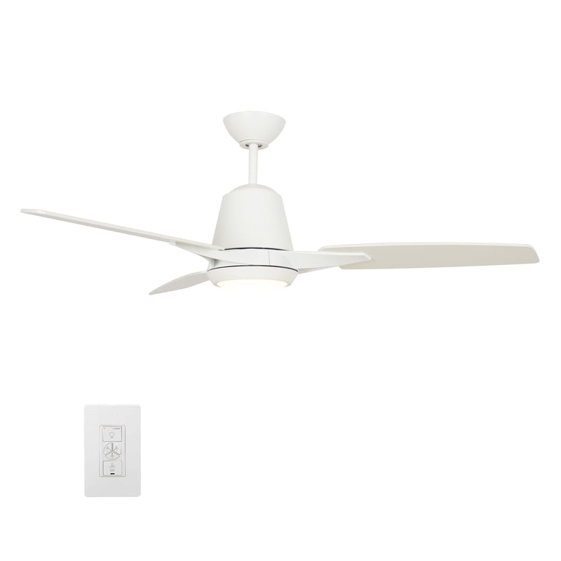 Carro EUNOIA 52'' 3-Blade Smart Ceiling Fan with LED Light Kit & Wall Switch - White/White fan blades