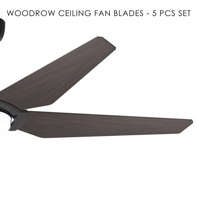 Carro WOODROW 52 inch 5-Blade Smart Ceiling Fan Replacement Blades - Dark Wood