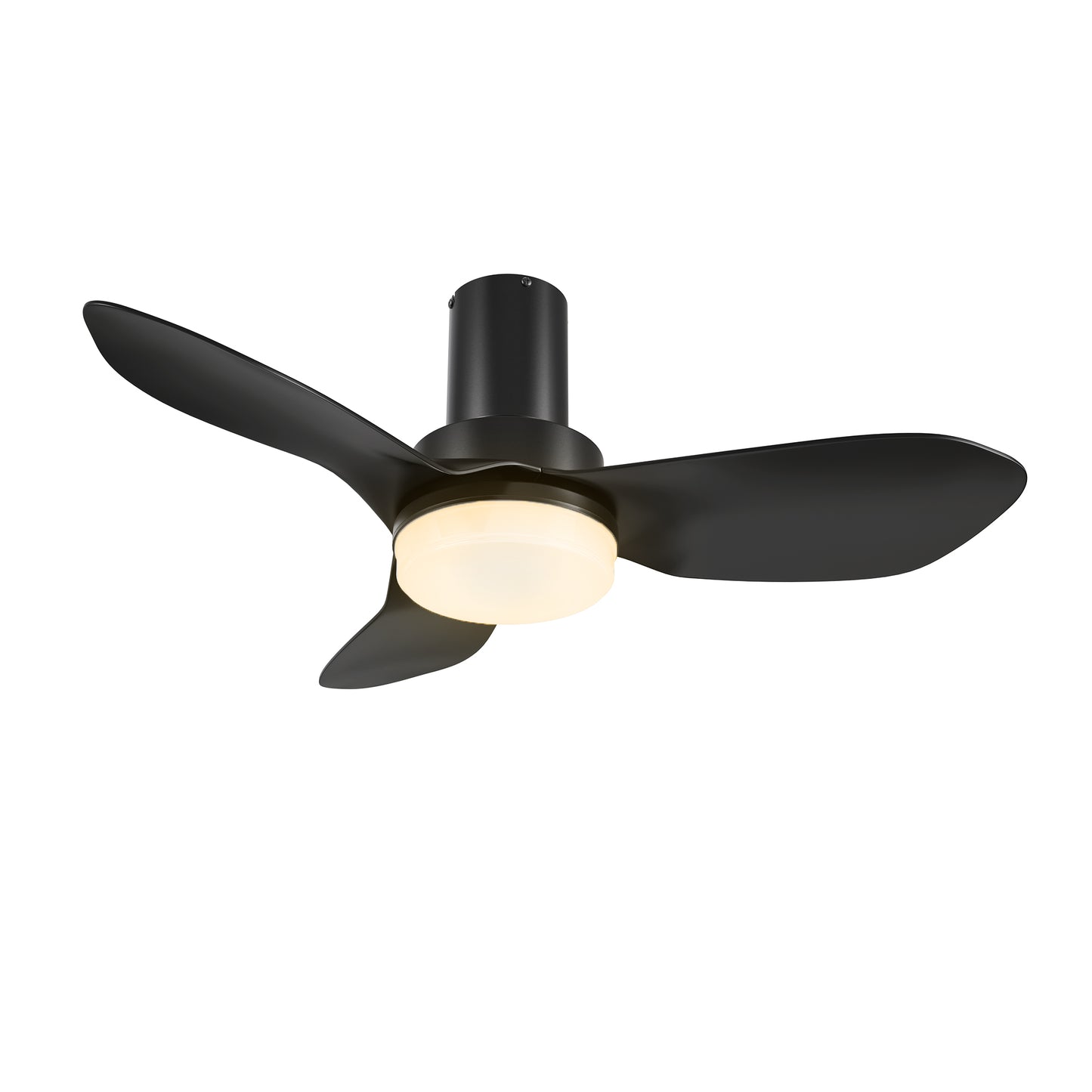 Carro BUDE 36 inch 3-Blade Low Profile Ceiling Fan with LED Light & Remote Control - Black/Black