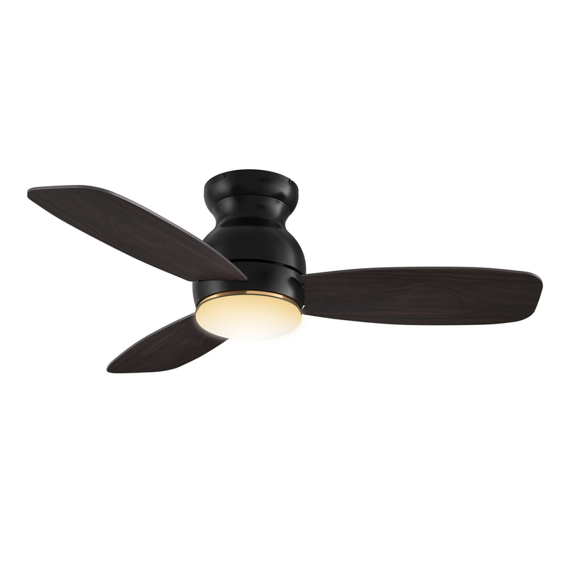 Carro HONITON 44 inch 5-Blade Flush Mount Ceiling Fan with LED Light & Remote Control - Black/Walnut & Barnwood (Reversible Blades)