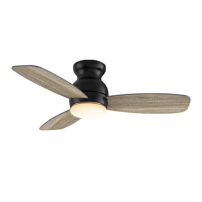 Carro HONITON 44 inch 5-Blade Flush Mount Ceiling Fan with LED Light & Remote Control - Black/Walnut & Barnwood (Reversible Blades)