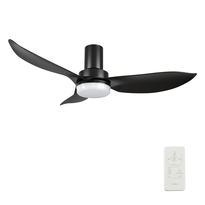 Carro BUDE 45 inch 3-Blade Low Profile Ceiling Fan with LED Light & Remote Control - Black/Black