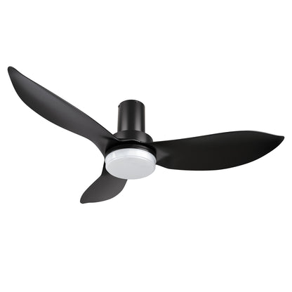 Carro BUDE 45 inch 3-Blade Low Profile Ceiling Fan with LED Light & Remote Control - Black/Black