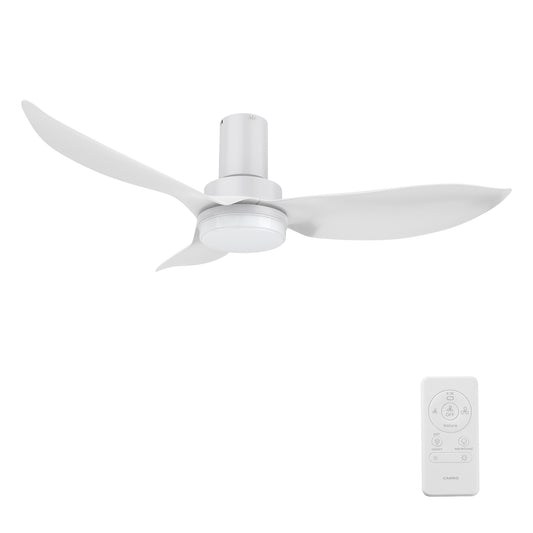 Carro BUDE 36 inch 3-Blade Low Profile Ceiling Fan with LED Light & Remote Control - White/White