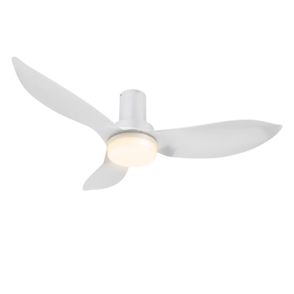 Carro BUDE 36 inch 3-Blade Low Profile Ceiling Fan with LED Light & Remote Control - White/White