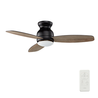 Carro HONITON 48 inch 5-Blade Flush Mount Ceiling Fan with LED Light & Remote Control - Black/Walnut & Barnwood (Reversible Blades)